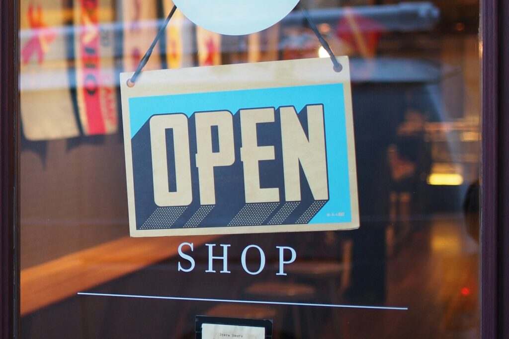 Small Business Marketing with AI open sign photo for blog post