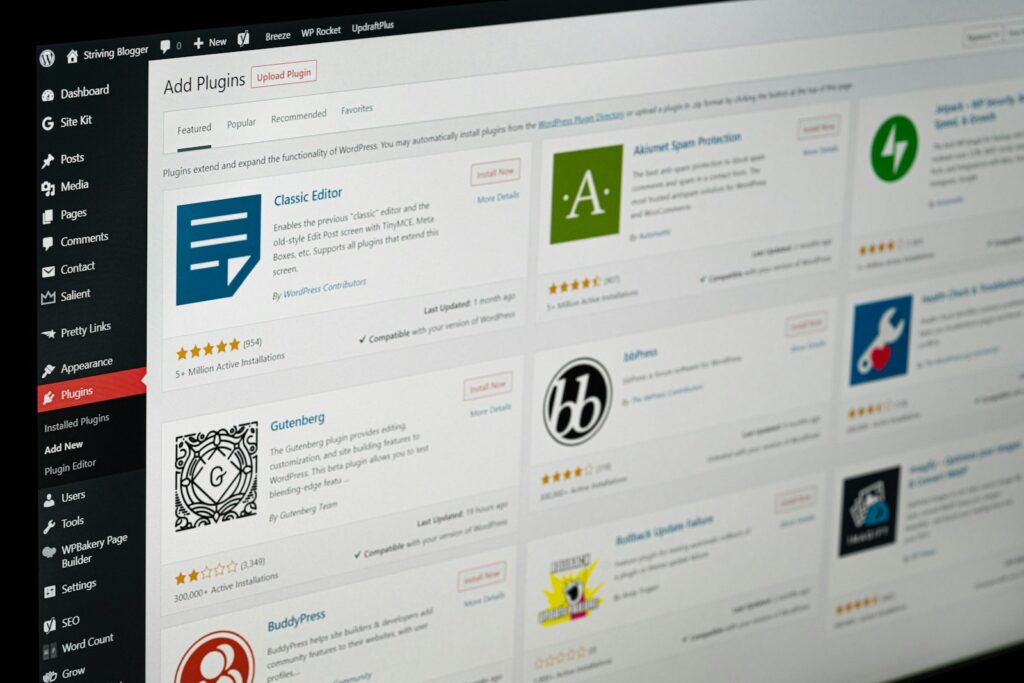 wordpress plugins page