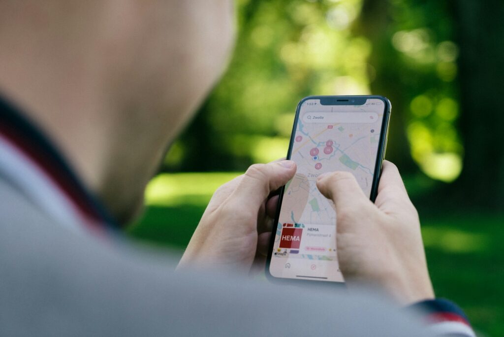 Someone using Google Maps to find a Google Business Profile.