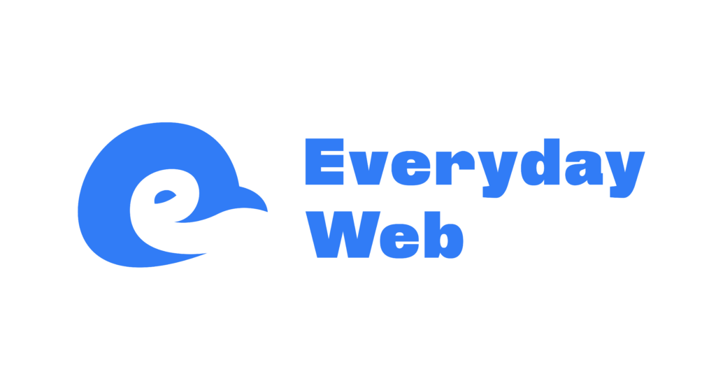 Everyday Web Blue Logo with Penguin and Everyday Web spelled out