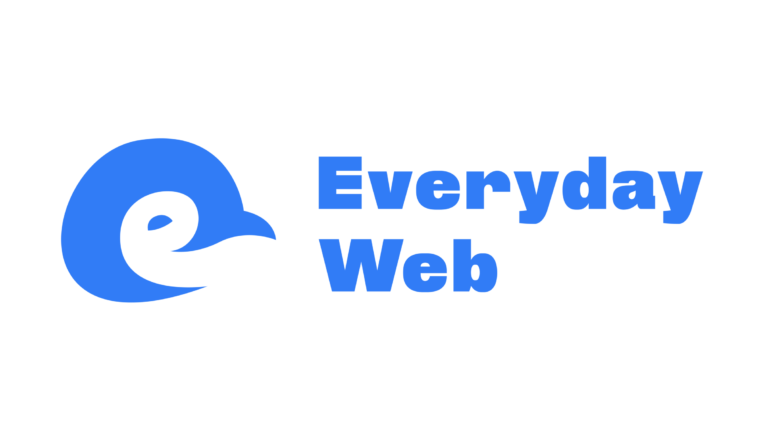 Everyday Web Blue Logo with Penguin and Everyday Web spelled out